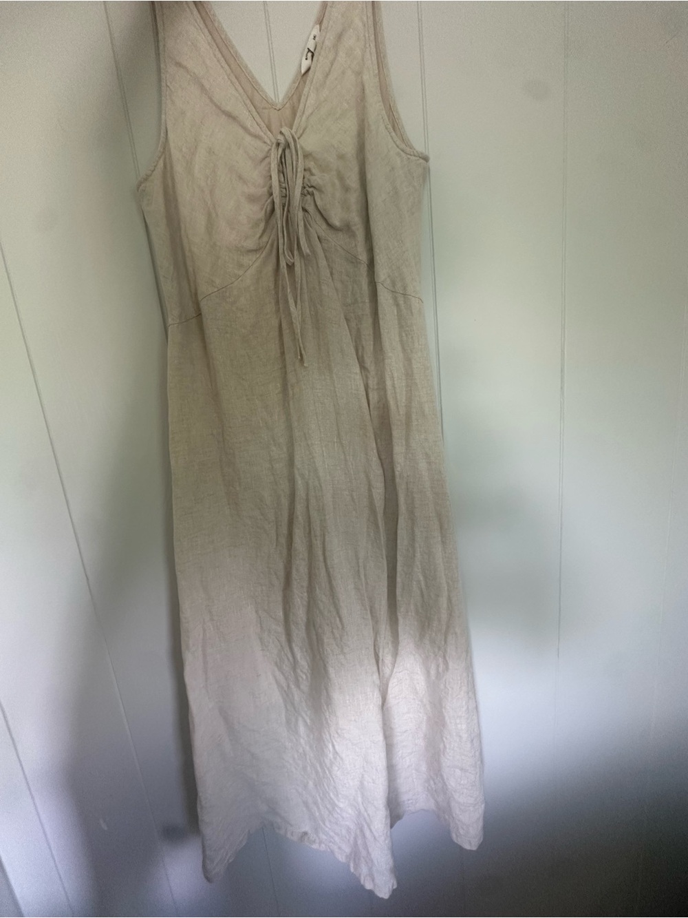 Banana Republic Natural Tie-Front Sleeveless Linen Maxi Dress